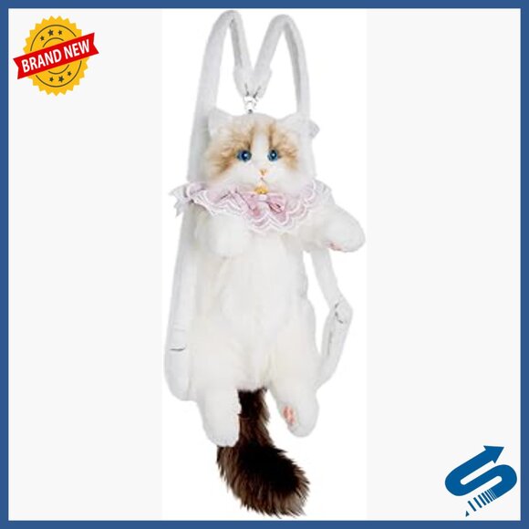 Handcrafted Faux Fur Cat Backpack with Adjustable Straps and Scarf main image 3